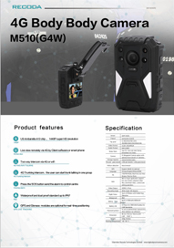 M510 1440P 4G Изношенная на теле камера