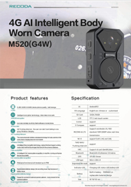 Нательная камера Android 4G AI M520 H.265